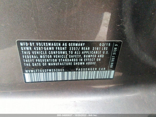 2015 Volkswagen Golf R, VIN: WVWLF7AU2FW252862