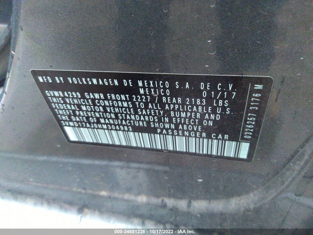 3VWD17AJ0HM304983 Volkswagen Jetta 1.8t Sport