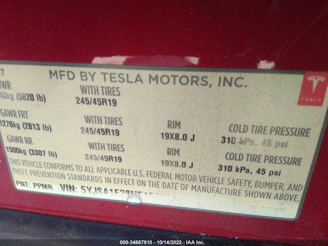 Tesla Model S 100d/90d/75d/60d/p100d 2017 5YJSA1E28HF153552 Image 11