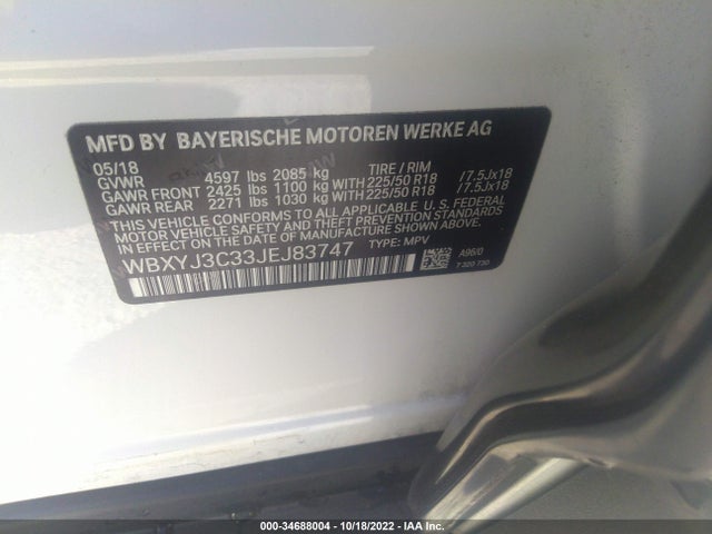 2018 BMW X2, VIN: WBXYJ3C33JEJ83747