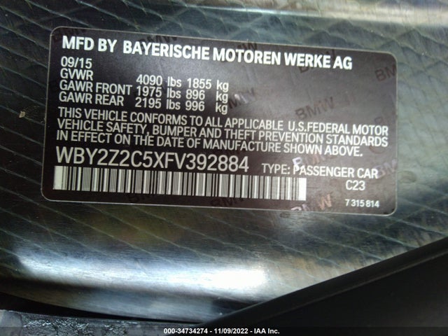 2015 BMW i8, VIN: WBY2Z2C5XFV392884