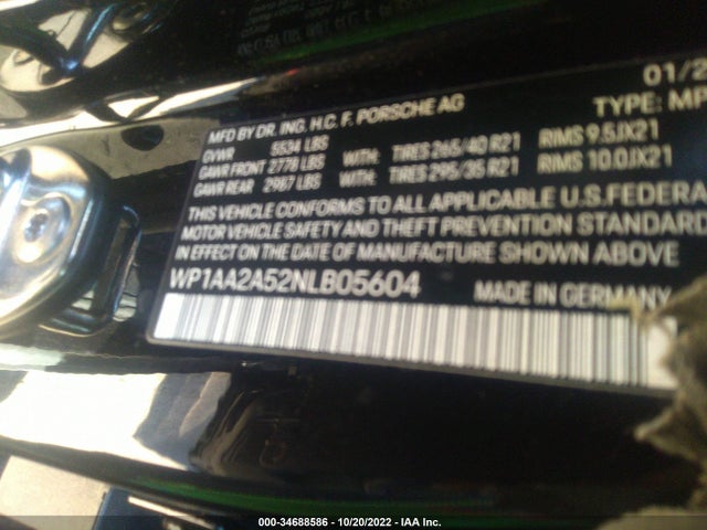 2022 Porsche Macan, VIN: WP1AA2A52NLB05604