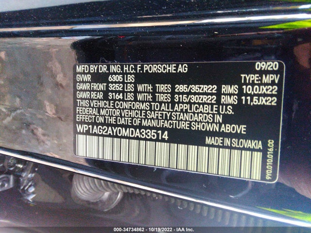 2021 Porsche Cayenne, VIN: WP1AG2AY0MDA33514