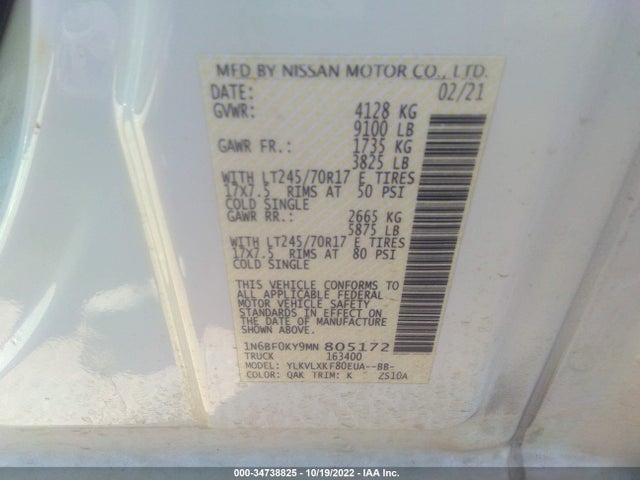 2021 Nissan NV, VIN: 1N6BF0KY9MN805172