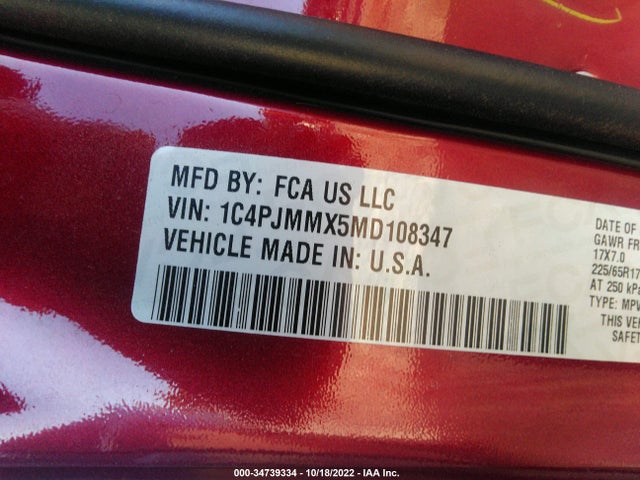 2021 Jeep Cherokee, VIN: 1C4PJMMX5MD108347