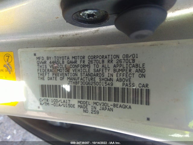 Lexus ES 300 2002 JTHBF30G625001549 Image 10