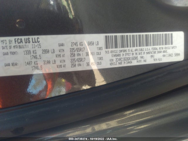 2C4RC1BG9GR166905 Chrysler Town & Country Touring