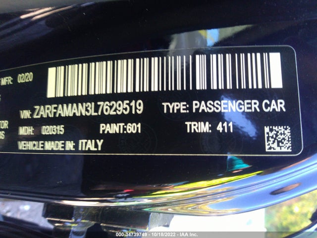ZARFAMAN3L7629519 Alfa Romeo Giulia