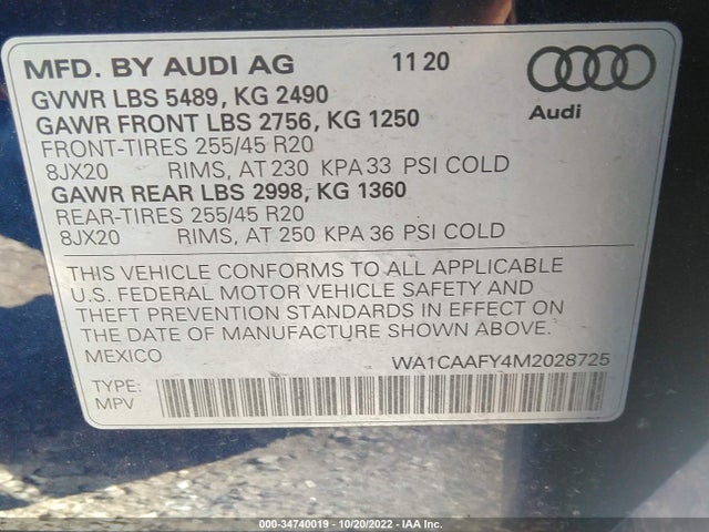 WA1CAAFY4M2028725 Audi Q5 Prestige