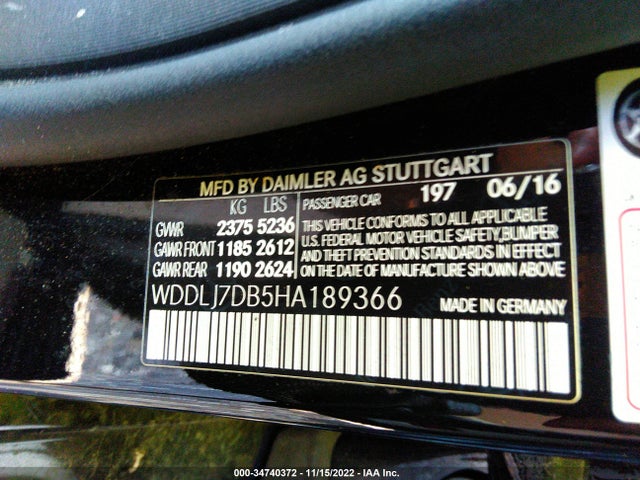 2017 Mercedes-Benz CLS-Class, VIN: WDDLJ7DB5HA189366