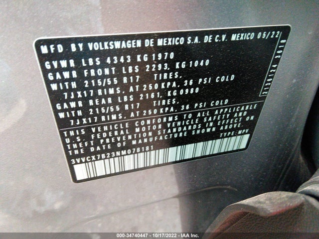 3VVCX7B23NM078181 Volkswagen TAOS S