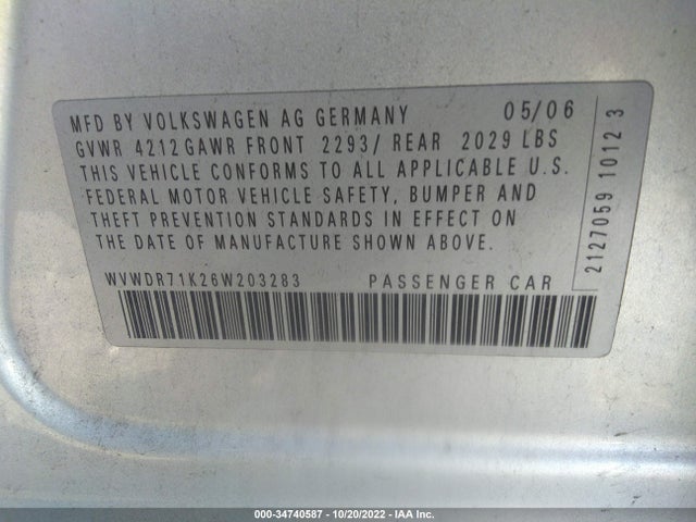 Volkswagen Rabbit 2006 WVWDR71K26W203283 Image 11