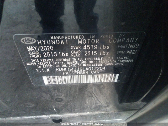 2020 Hyundai Sonata, VIN: KMHL54JJ9LA012204
