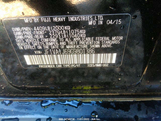 2016 Subaru WRX, VIN: JF1VA1J69G9801386