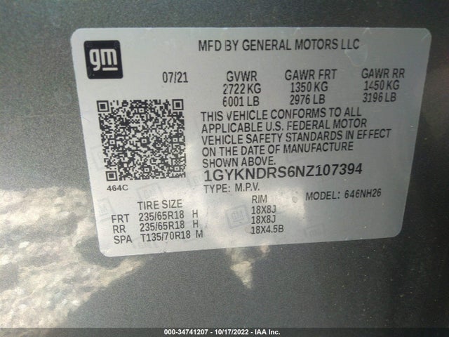 1GYKNDRS6NZ107394 Cadillac Xt5 Awd Premium Luxury