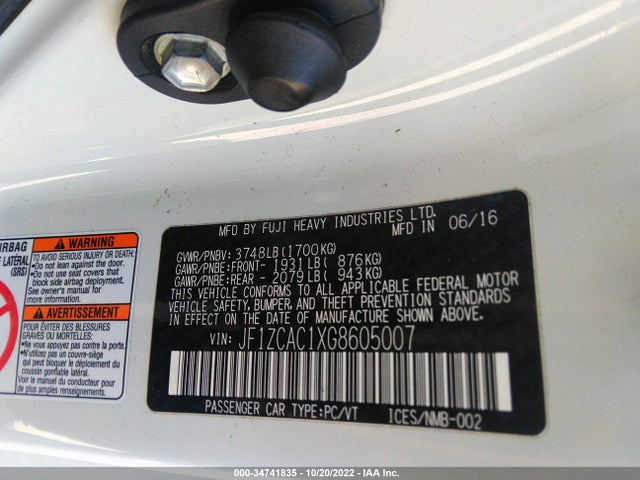 2016 Subaru BRZ, VIN: JF1ZCAC1XG8605007