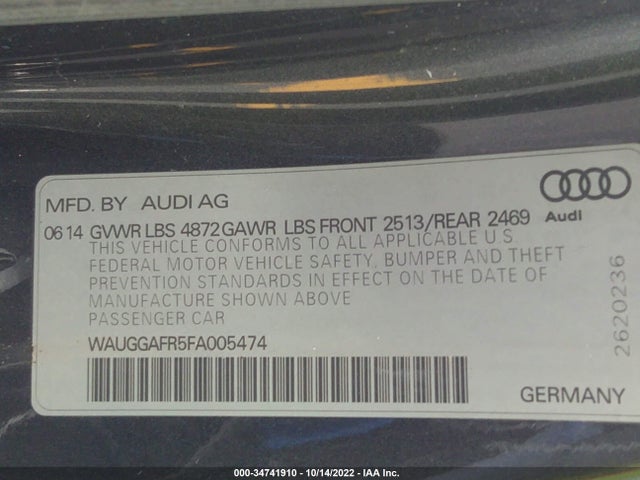2015 Audi S5, VIN: WAUGGAFR5FA005474