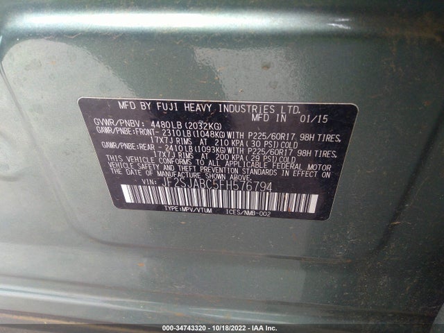 2015 Subaru Forester, VIN: JF2SJABC5FH576794