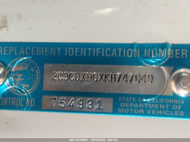 2C3CDXHGXKH747040 Dodge CHARGER GT