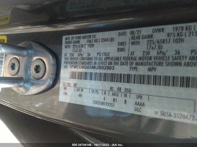 2021 Ford Escape, VIN: 1FMCU0G65MUB02903