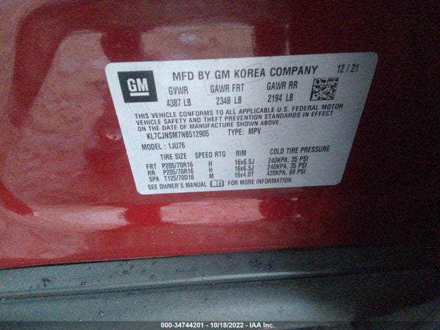 Chevrolet TRAX LS 2022 KL7CJNSM7NB512905 Image 9