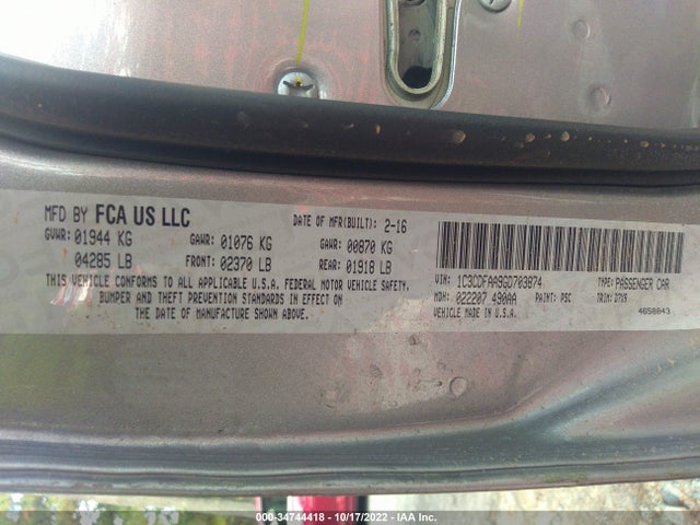 Dodge DART SE 2016 1C3CDFAA9GD703874 Image 9