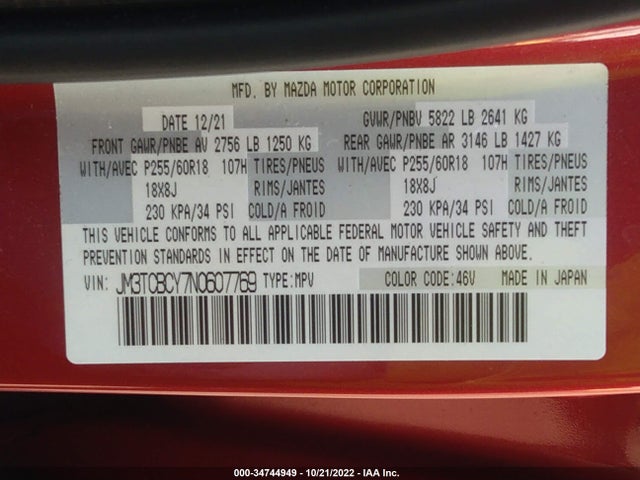 2022 Mazda CX-9, VIN: JM3TCBCY7N0607769