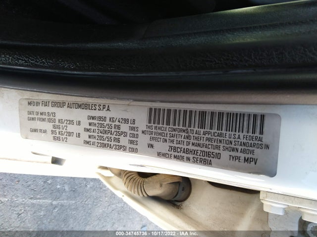 ZFBCFABHXEZ016510 Fiat 500l Easy