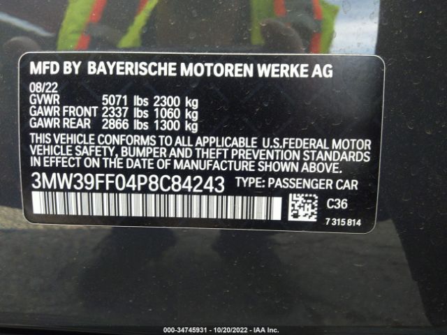 3MW39FF04P8C84243 BMW 3 Series 330e