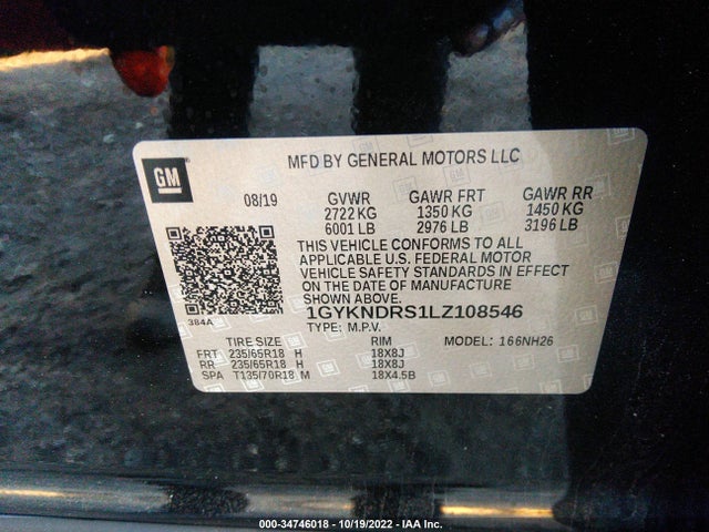 Cadillac XT5 2020 1GYKNDRS1LZ108546 Image 10