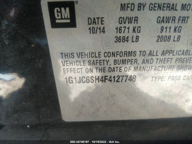 2015 CHEVROLET SONIC LT VIN: 1G1JC6SH4F4127748