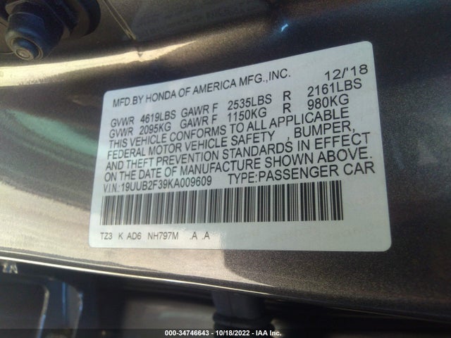Acura TLX 2019 19UUB2F39KA009609 Image 10