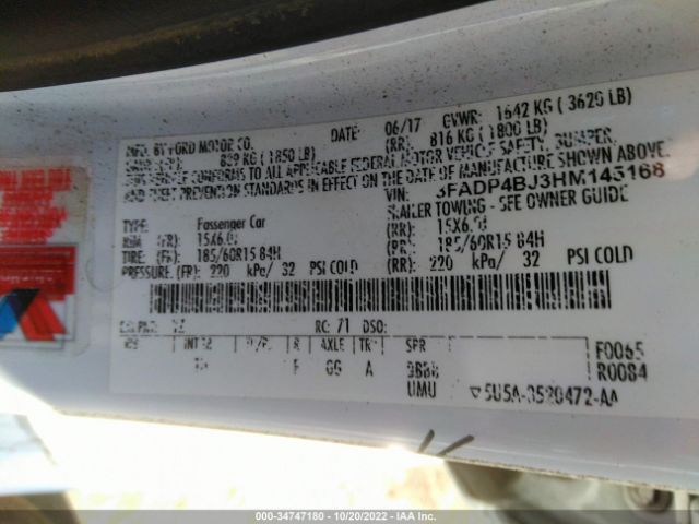 3FADP4BJ3HM145168 Ford FIESTA SE