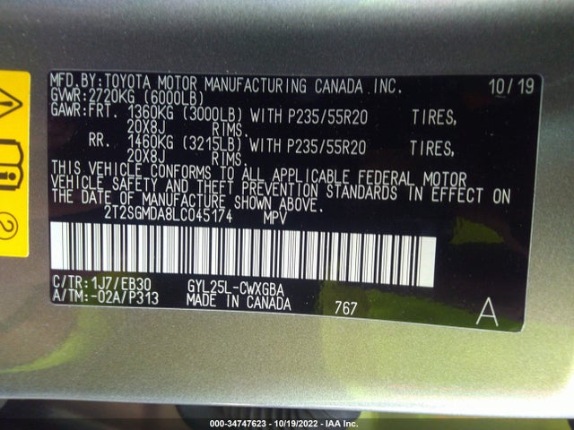 2020 Lexus RX, VIN: 2T2SGMDA8LC045174