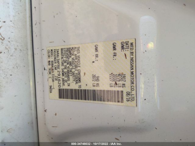 1N4AL3AP3GC291620 Nissan Altima 2.5 Sl
