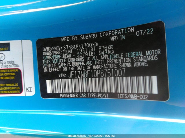 2023 Toyota GR 86, VIN: JF1ZNBF10P8751007