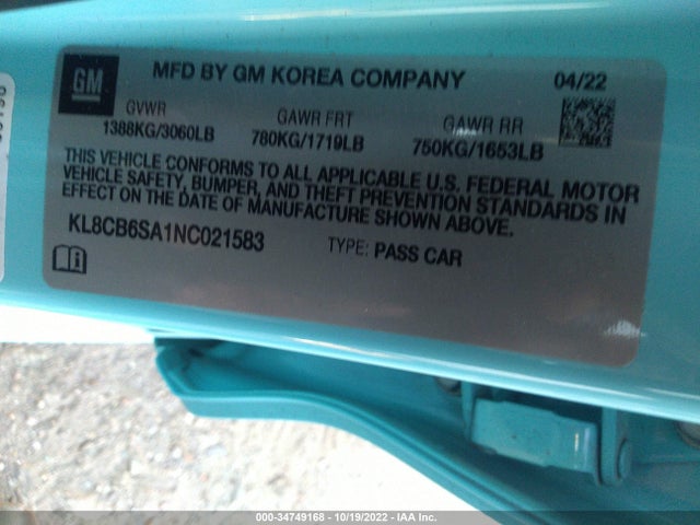 2022 Chevrolet Spark, VIN: KL8CB6SA1NC021583
