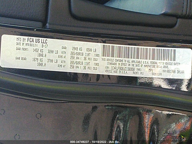 1C4RJFBG8JC136958 Jeep Grand Cherokee Limited 4x4