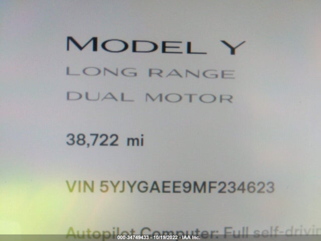Tesla Model Y Long Range 2021 5YJYGAEE9MF234623 Image 8