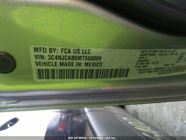 2021 Jeep Compass, VIN: 3C4NJCAB5MT560089