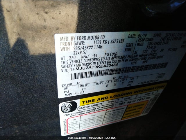 2019 Ford Expedition, VIN: 1FMJU2AT9KEA23484