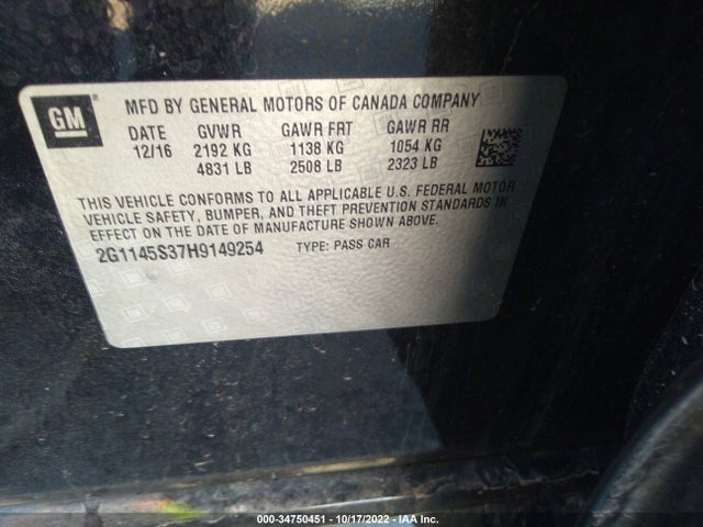 Chevrolet Impala Premier 2017 2G1145S37H9149254 Image 9