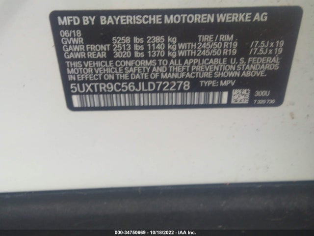 2018 BMW X3, VIN: 5UXTR9C56JLD72278
