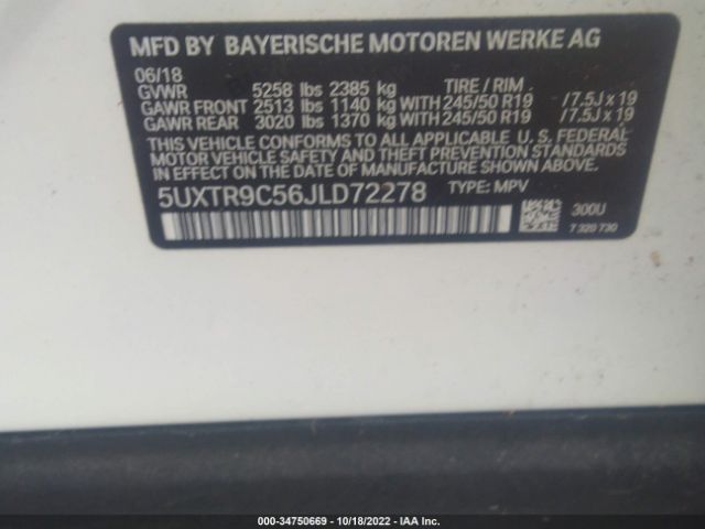 5UXTR9C56JLD72278 BMW X3 Xdrive30i