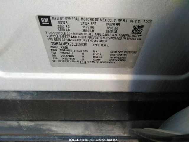 3GKALVEX0JL209939 GMC Terrain Slt