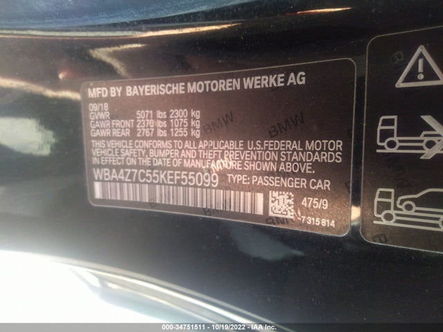 BMW 4 Series 440i Xdrive 2019 аукцион фото