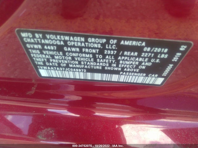 1VWAA7A37JC049972 Volkswagen Passat 2.0t S