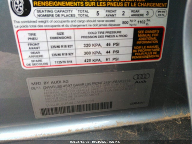 WAUKJAFM4CA049199 Audi A3 2.0 Tdi Premium Plus