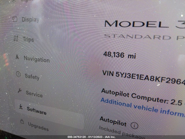 2019 Tesla 3, VIN: 5YJ3E1EA8KF296458