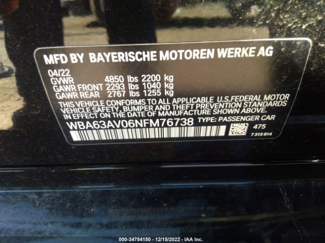 WBA63AV06NFM76738 BMW 430i Gran Coupe